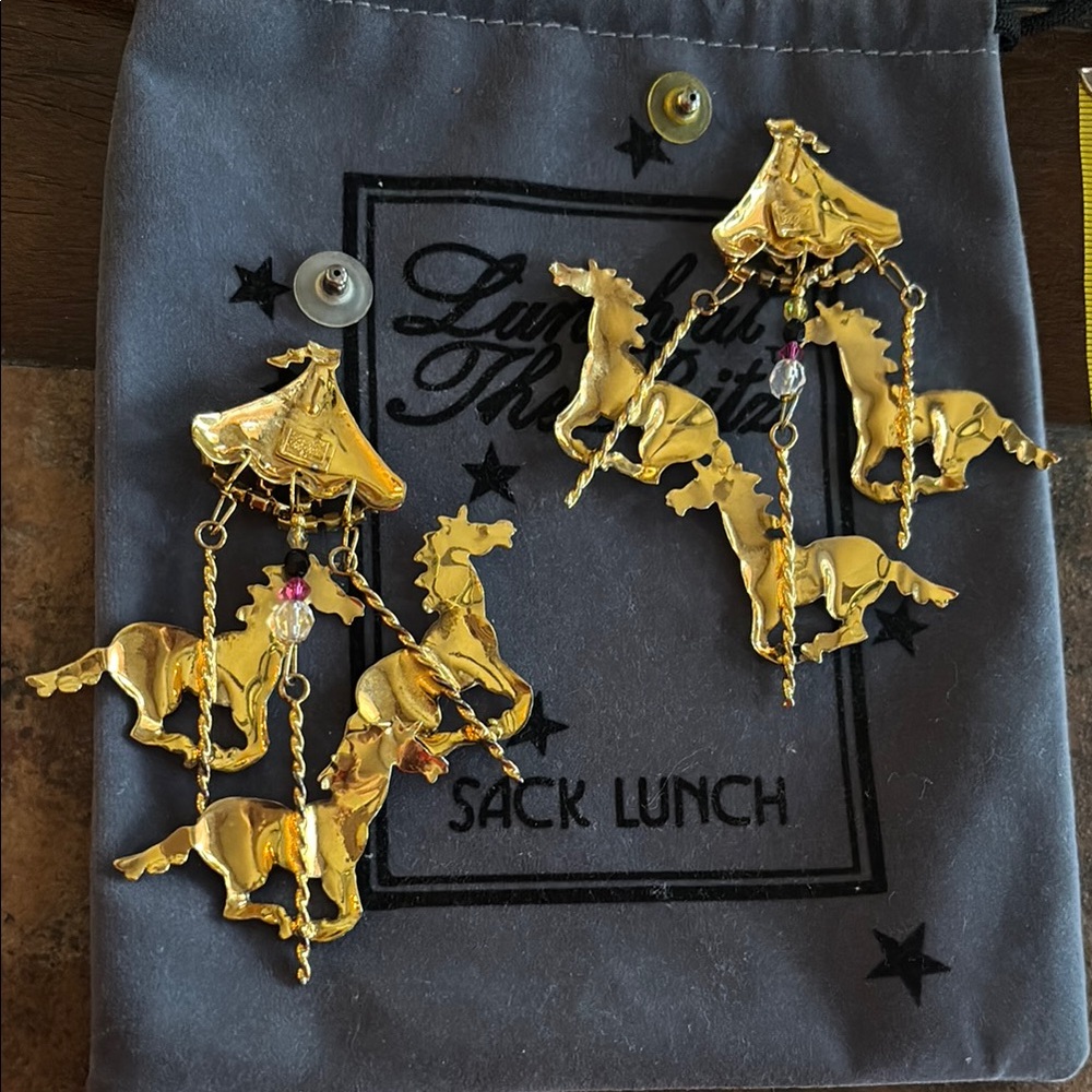 Lunch At The Ritz CAROUSEL HORSES post Earrings - Picture 10 of 12